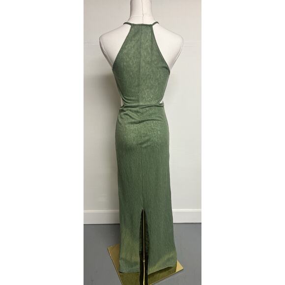 ASOS Design Green Cut Out Maxi Dress Halter Size 6 Resortwear Vacation Beach - Picture 2 of 12